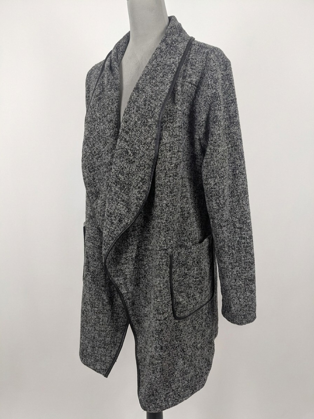 Me Jane Gray Shawl-Collar Pea Coat with Trim